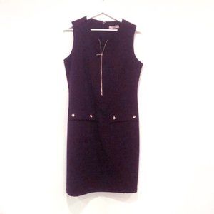 Sharagano noir dress, 10, plum and brass :)